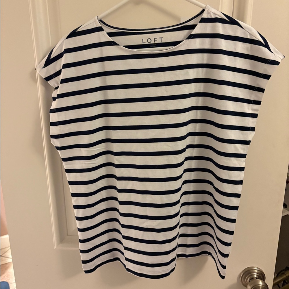 LOFT Women's Navy Striped Top NWT